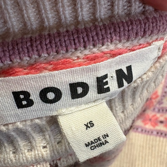 Boden fair isle sweater pink coral yellow purple XS wool blend - Picture 2 of 5